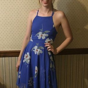 Lulus Print Lace-Up Skater Dress